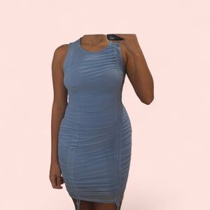 Fashion Nova Light Blue Ruched Mini Dress